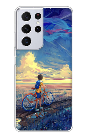 Riding Bicycle to Dreamland Samsung Galaxy S21 Ultra Back Cover