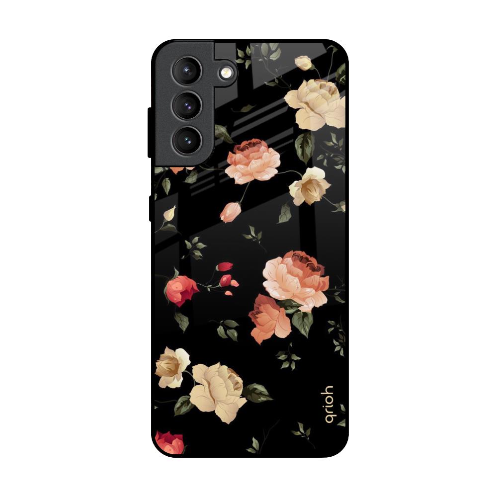 Black Spring Floral Samsung Galaxy S21 Plus Glass Back Cover Online
