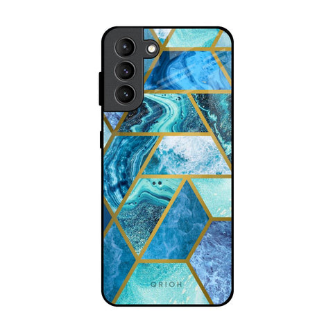 Turquoise Geometrical Marble Samsung Galaxy S21 Plus Glass Back Cover Online
