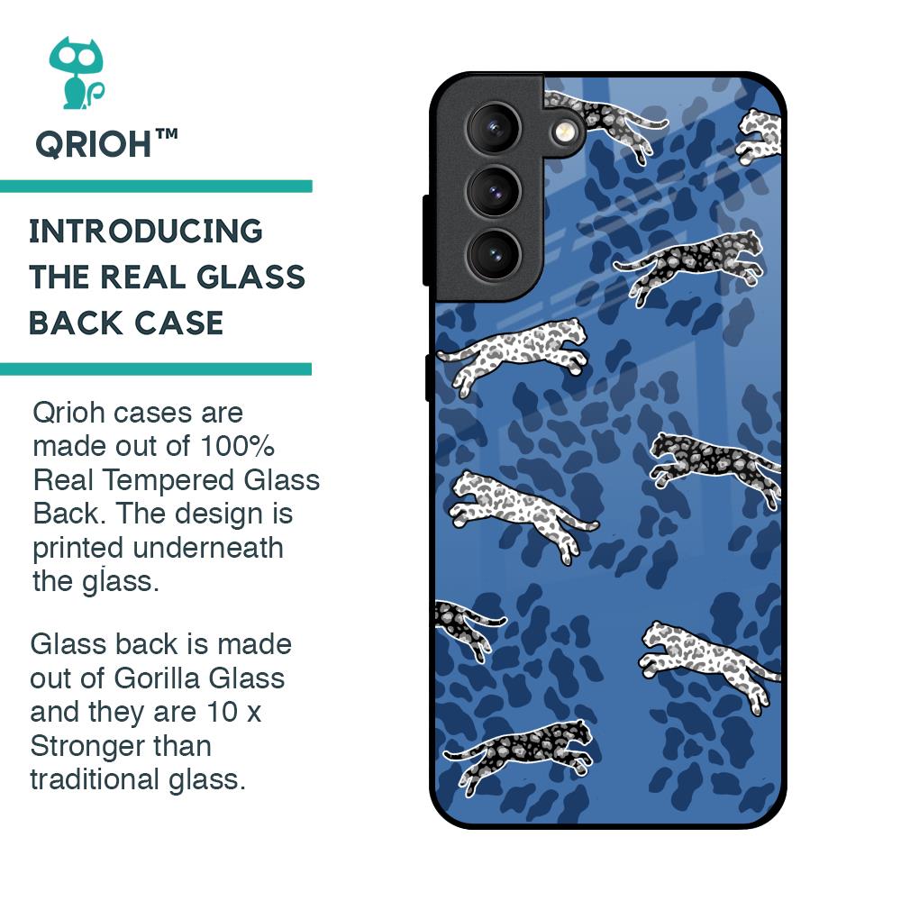 Blue Cheetah Glass Case for Samsung Galaxy S21 Plus