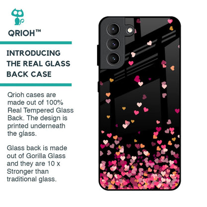 Heart Rain Fall Glass Case For Samsung Galaxy S21 Plus