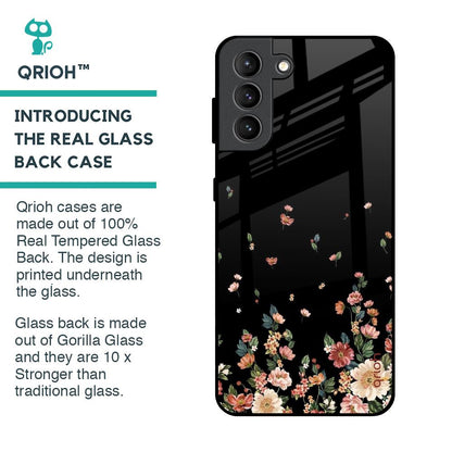 Floating Floral Print Glass Case for Samsung Galaxy S21 Plus
