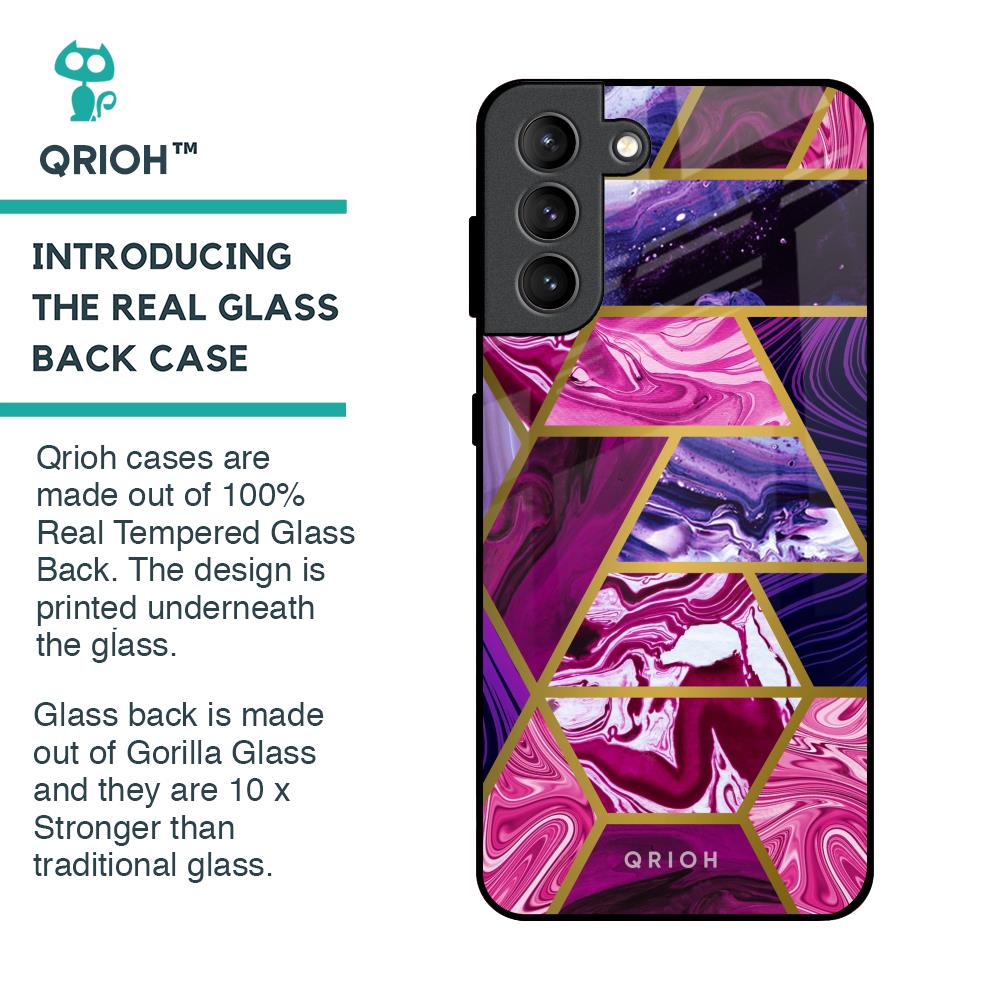 Electroplated Geometric Marble Glass Case for Samsung Galaxy S21 Plus
