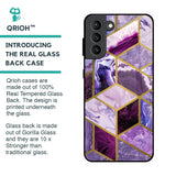 Purple Rhombus Marble Glass Case for Samsung Galaxy S21 Plus