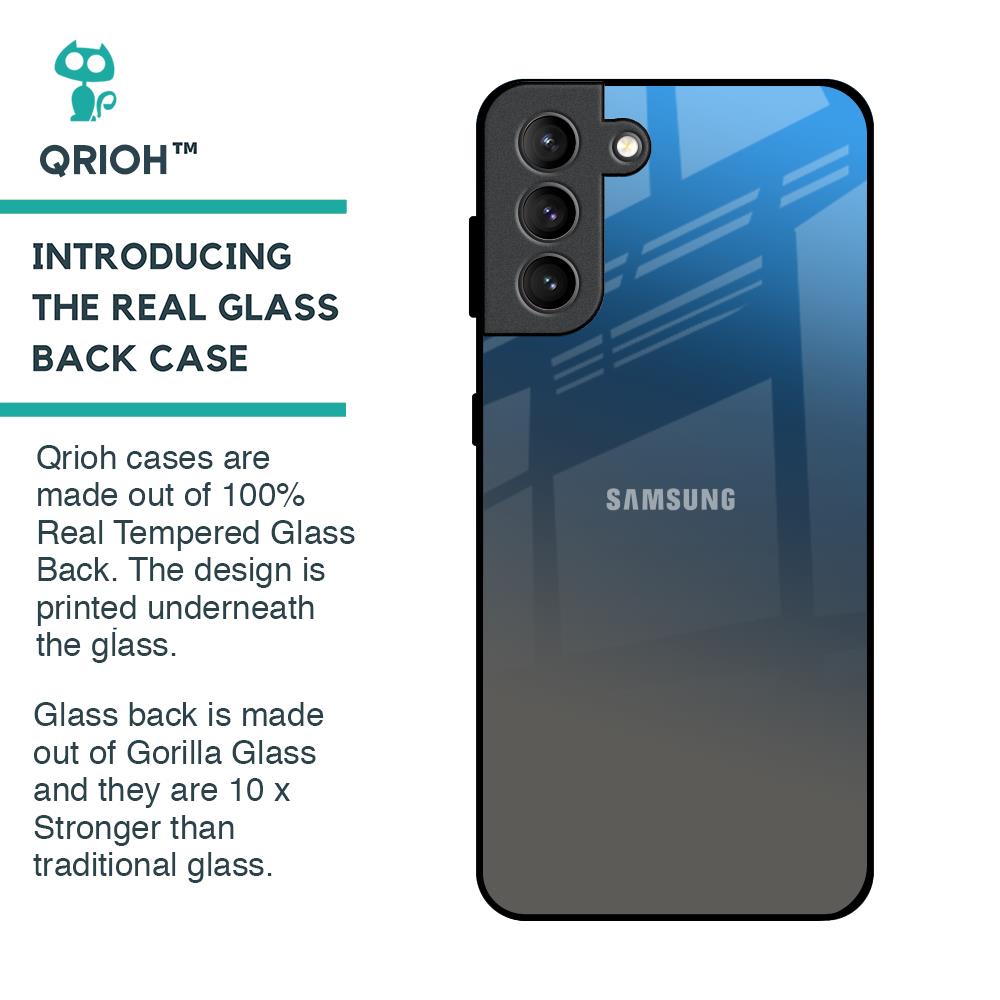 Blue Grey Ombre Glass Case for Samsung Galaxy S21 Plus