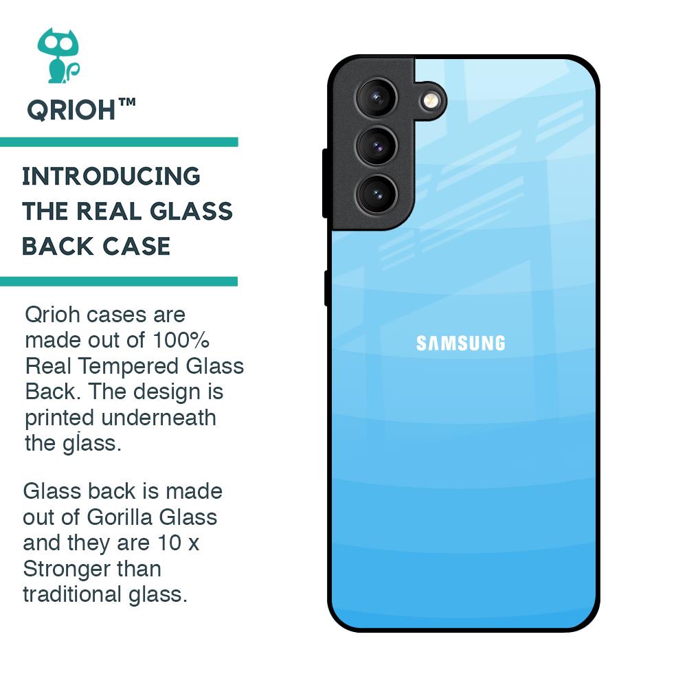 Wavy Blue Pattern Glass Case for Samsung Galaxy S21 Plus