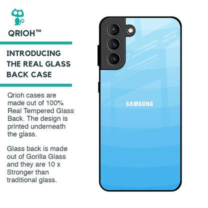 Wavy Blue Pattern Glass Case for Samsung Galaxy S21 Plus