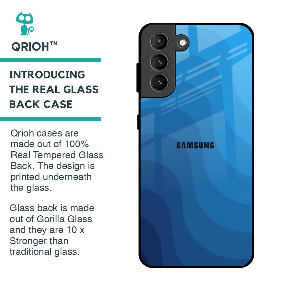 Blue Wave Abstract Glass Case for Samsung Galaxy S21 Plus