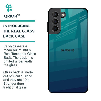 Green Triangle Pattern Glass Case for Samsung Galaxy S21 Plus