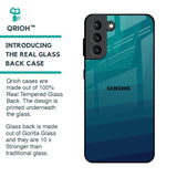 Green Triangle Pattern Glass Case for Samsung Galaxy S21 Plus