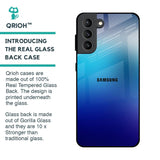 Blue Rhombus Pattern Glass Case for Samsung Galaxy S21 Plus