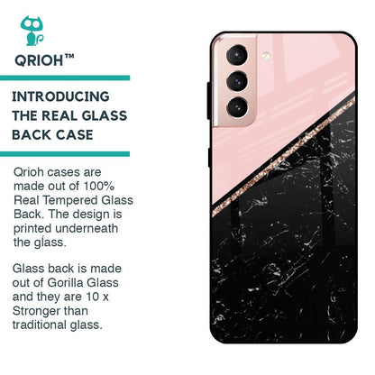 Marble Texture Pink Glass Case For Samsung Galaxy S21 Plus