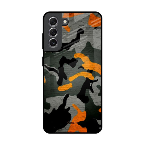 Camouflage Orange Samsung Galaxy S21 Glass Back Cover Online