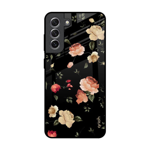 Black Spring Floral Samsung Galaxy S21 Glass Back Cover Online