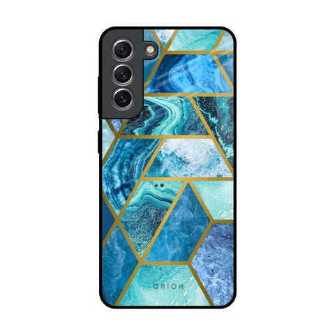 Turquoise Geometrical Marble Samsung Galaxy S21 Glass Back Cover Online