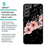 Floral Black Band Glass Case For Samsung Galaxy S21