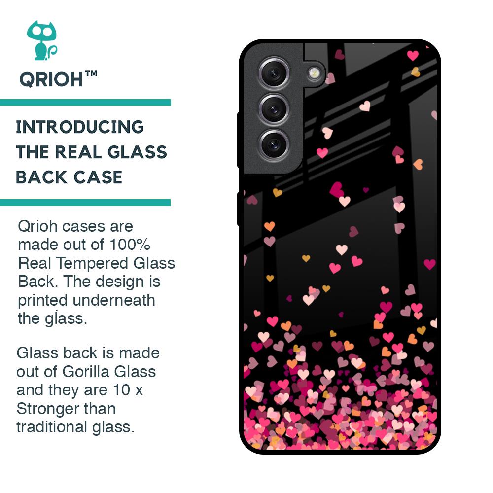 Heart Rain Fall Glass Case For Samsung Galaxy S21