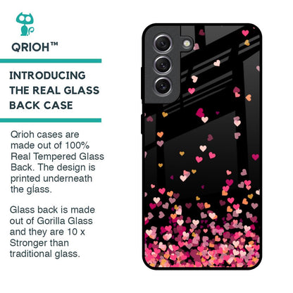 Heart Rain Fall Glass Case For Samsung Galaxy S21