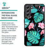 Tropical Leaves & Pink Flowers Glass Case for Samsung Galaxy S21