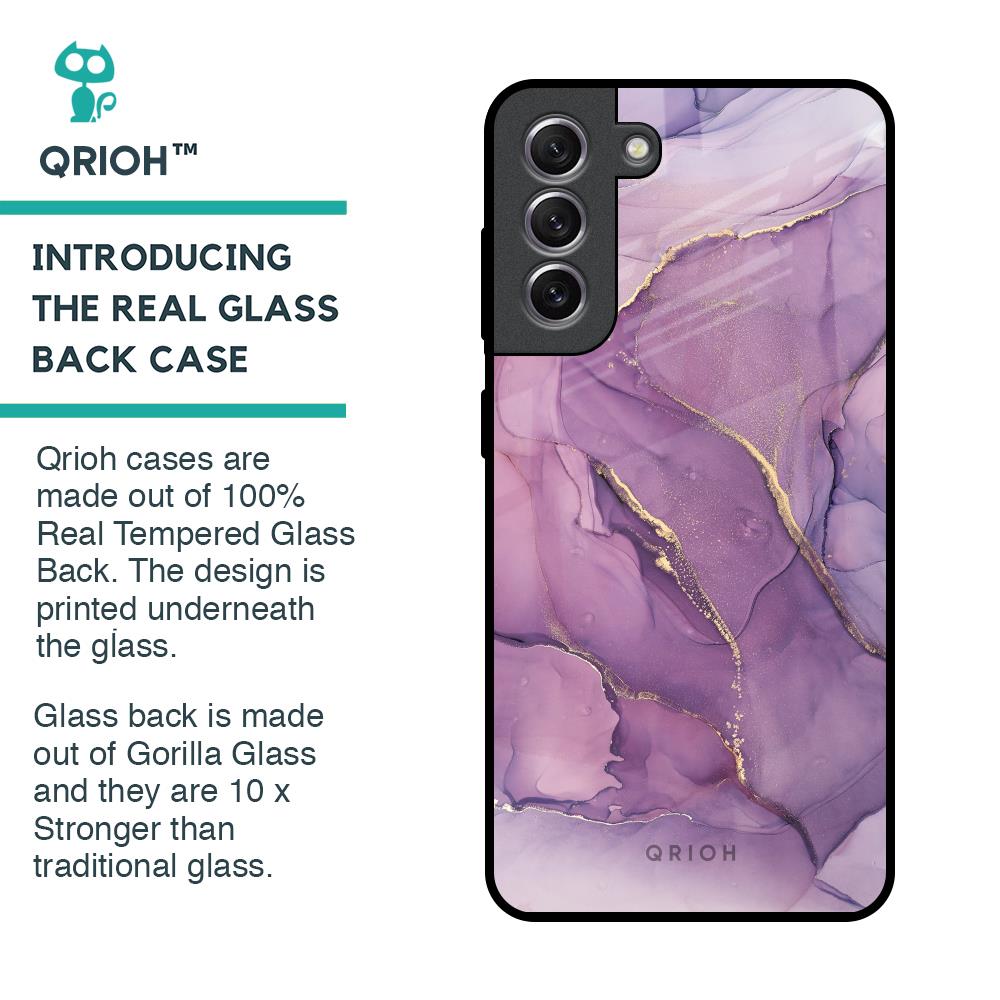 Purple Gold Marble Glass Case for Samsung Galaxy S21