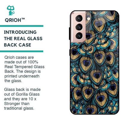 Peacock Feathers Glass case for Samsung Galaxy S21