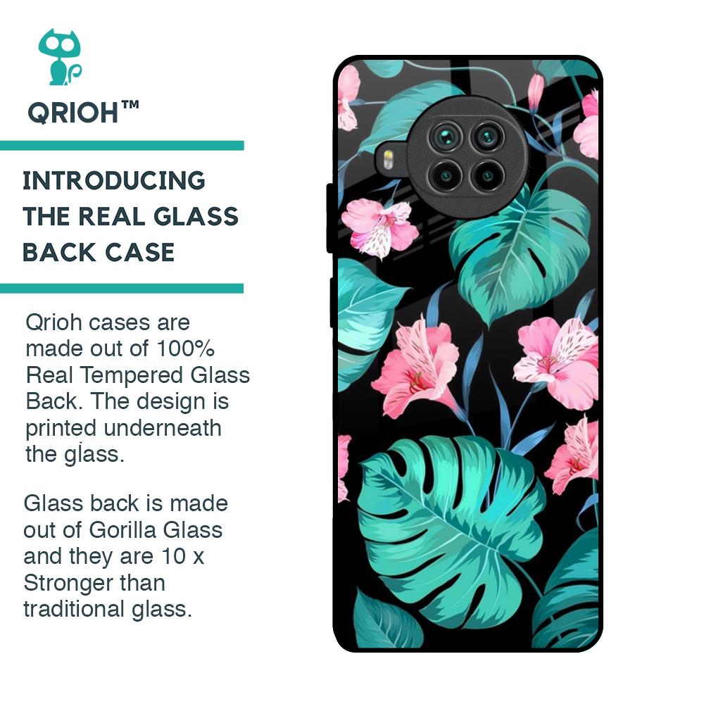 Tropical Leaves & Pink Flowers Glass Case for Mi 10i 5G