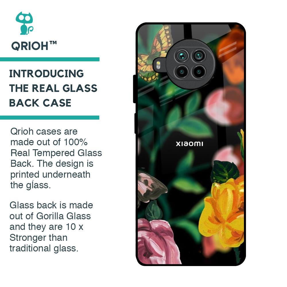 Flowers & Butterfly Glass Case for Mi 10i 5G