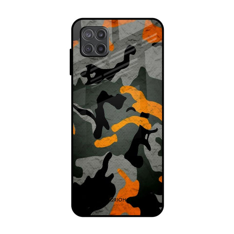 Camouflage Orange Samsung Galaxy M12 Glass Back Cover Online