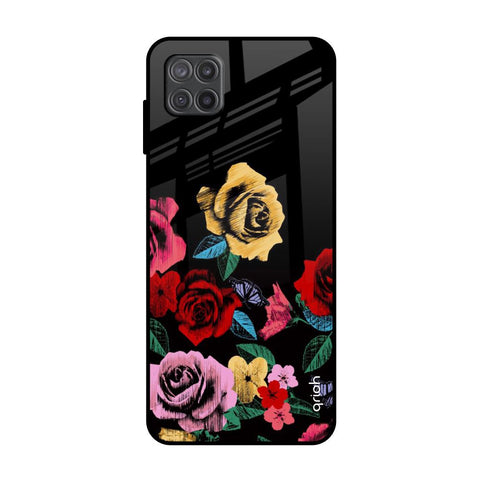 Floral Decorative Samsung Galaxy M12 Glass Back Cover Online