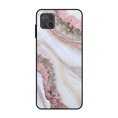 Pink & Gold Gllitter Marble Samsung Galaxy M12 Glass Back Cover Online