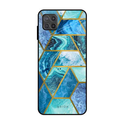 Turquoise Geometrical Marble Samsung Galaxy M12 Glass Back Cover Online