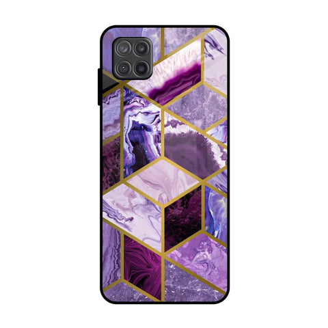 Purple Rhombus Marble Samsung Galaxy M12 Glass Back Cover Online