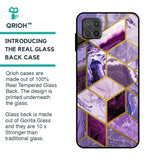Purple Rhombus Marble Glass Case for Samsung Galaxy M12