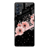 Floral Black Band Oppo Reno5 Pro Glass Back Cover Online