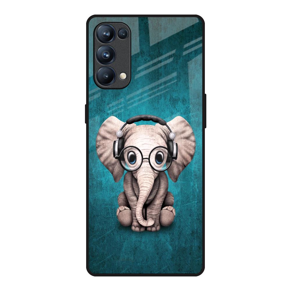 Adorable Baby Elephant Oppo Reno5 Pro Glass Back Cover Online