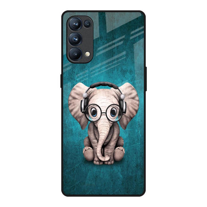 Adorable Baby Elephant Oppo Reno5 Pro Glass Back Cover Online