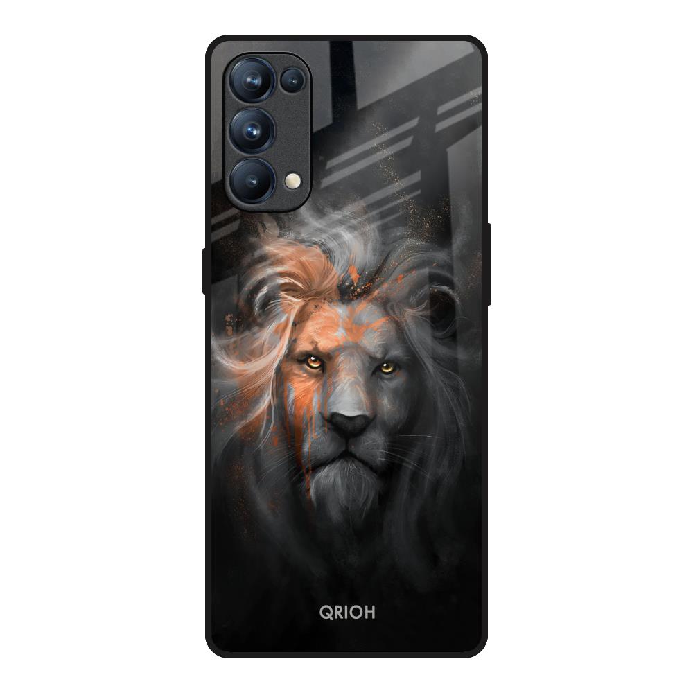 Devil Lion Oppo Reno5 Pro Glass Back Cover Online