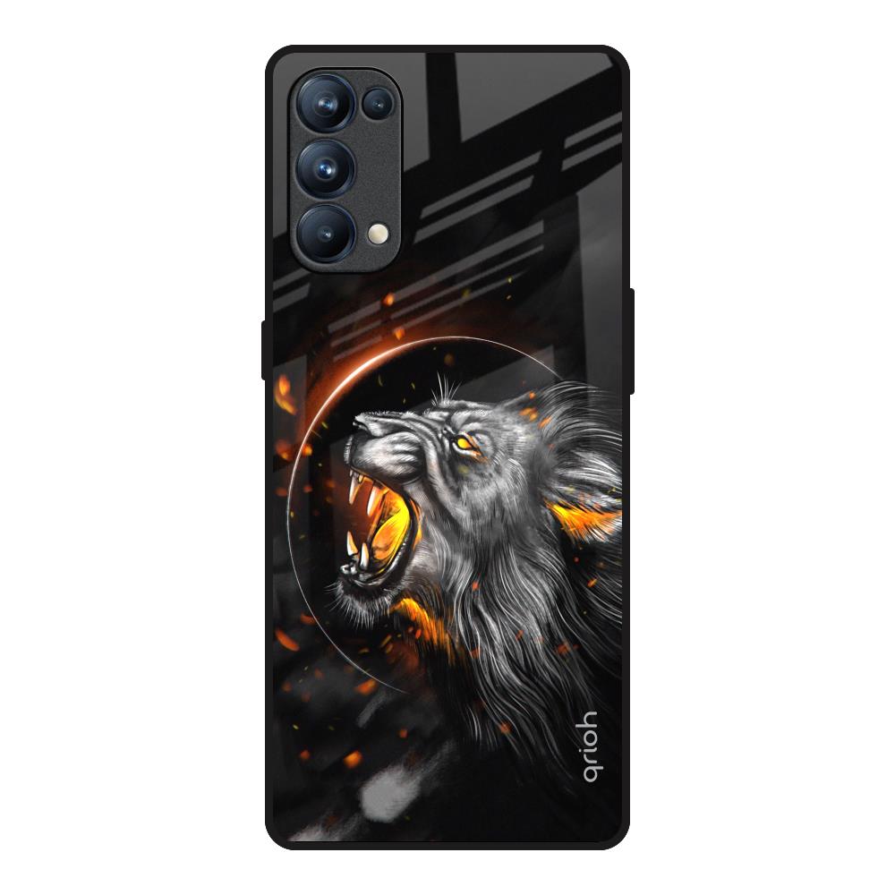 Aggressive Lion Oppo Reno5 Pro Glass Back Cover Online