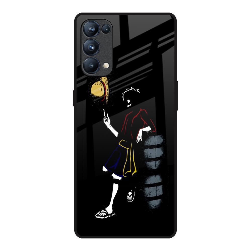 Luffy Line Art Oppo Reno5 Pro Glass Back Cover Online