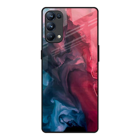 Blue & Red Smoke Oppo Reno5 Pro Glass Back Cover Online