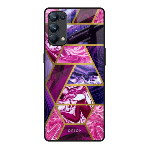 Electroplated Geometric Marble Oppo Reno5 Pro Glass Back Cover Online