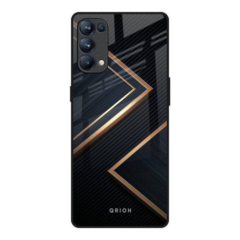 Sleek Golden & Navy Oppo Reno5 Pro Glass Back Cover Online