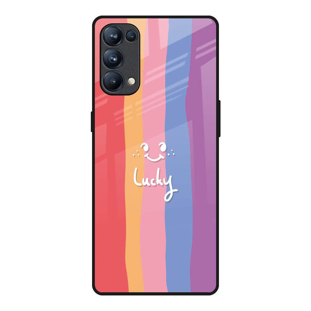 Lucky Abstract Oppo Reno5 Pro Glass Back Cover Online
