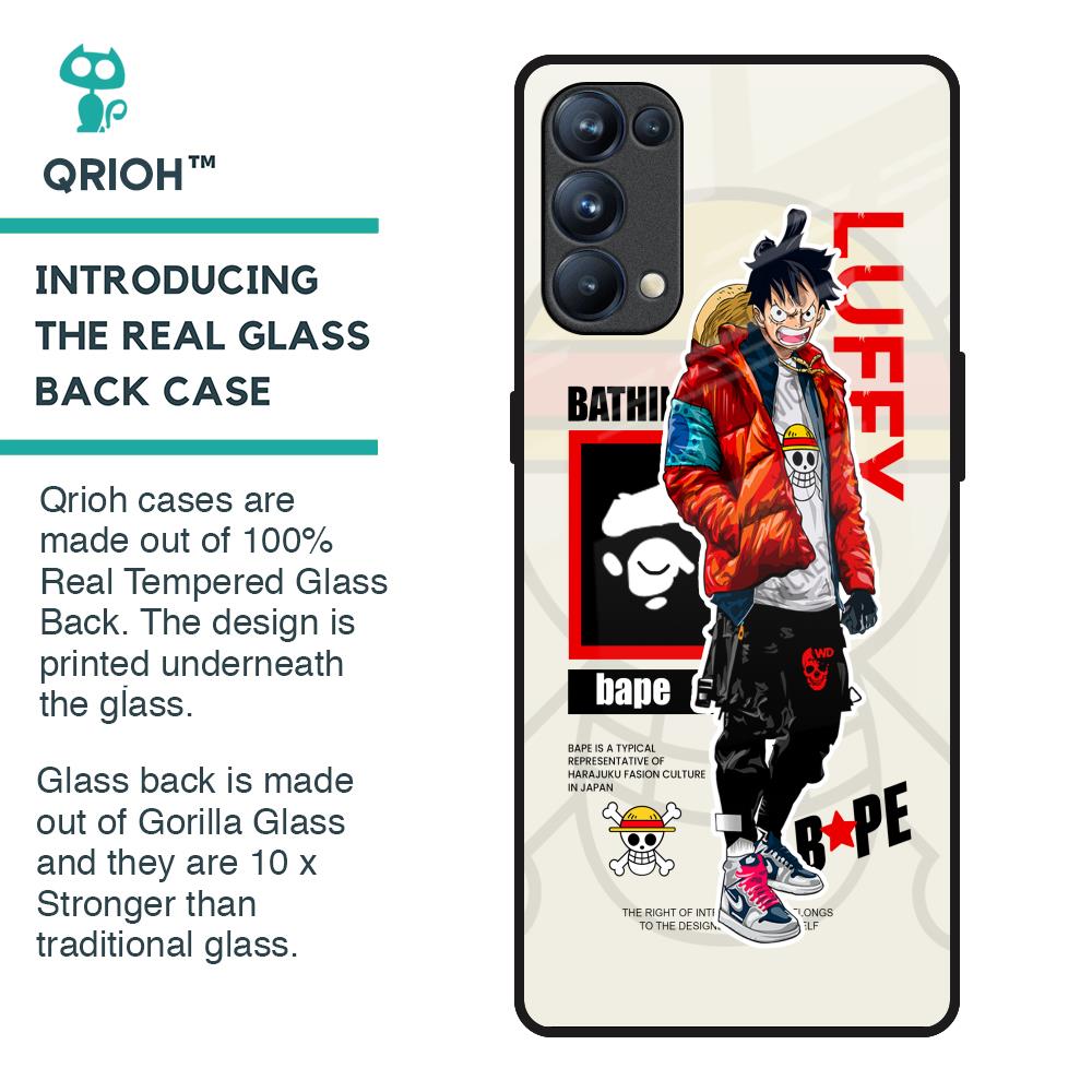 Bape Luffy Glass Case for Oppo Reno5 Pro