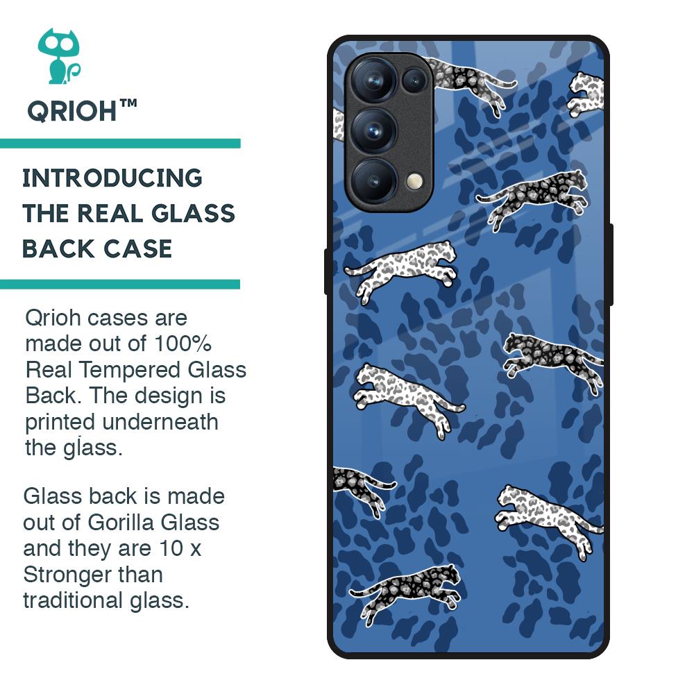 Blue Cheetah Glass Case for Oppo Reno5 Pro