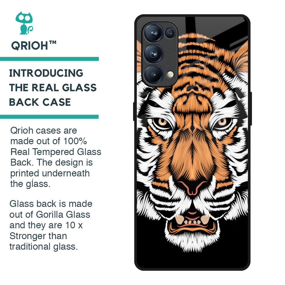 Angry Tiger Glass Case For Oppo Reno5 Pro