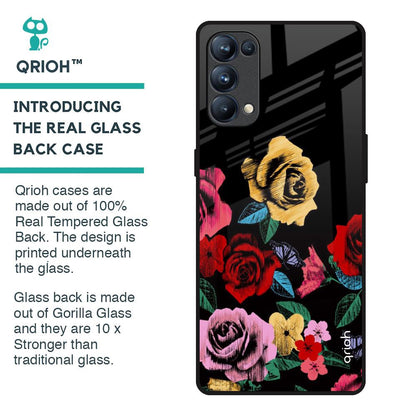 Floral Decorative Glass Case For Oppo Reno5 Pro