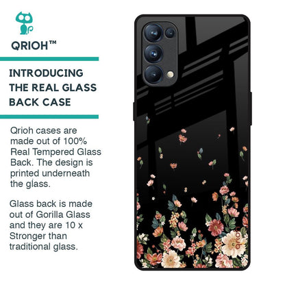Floating Floral Print Glass Case for Oppo Reno5 Pro