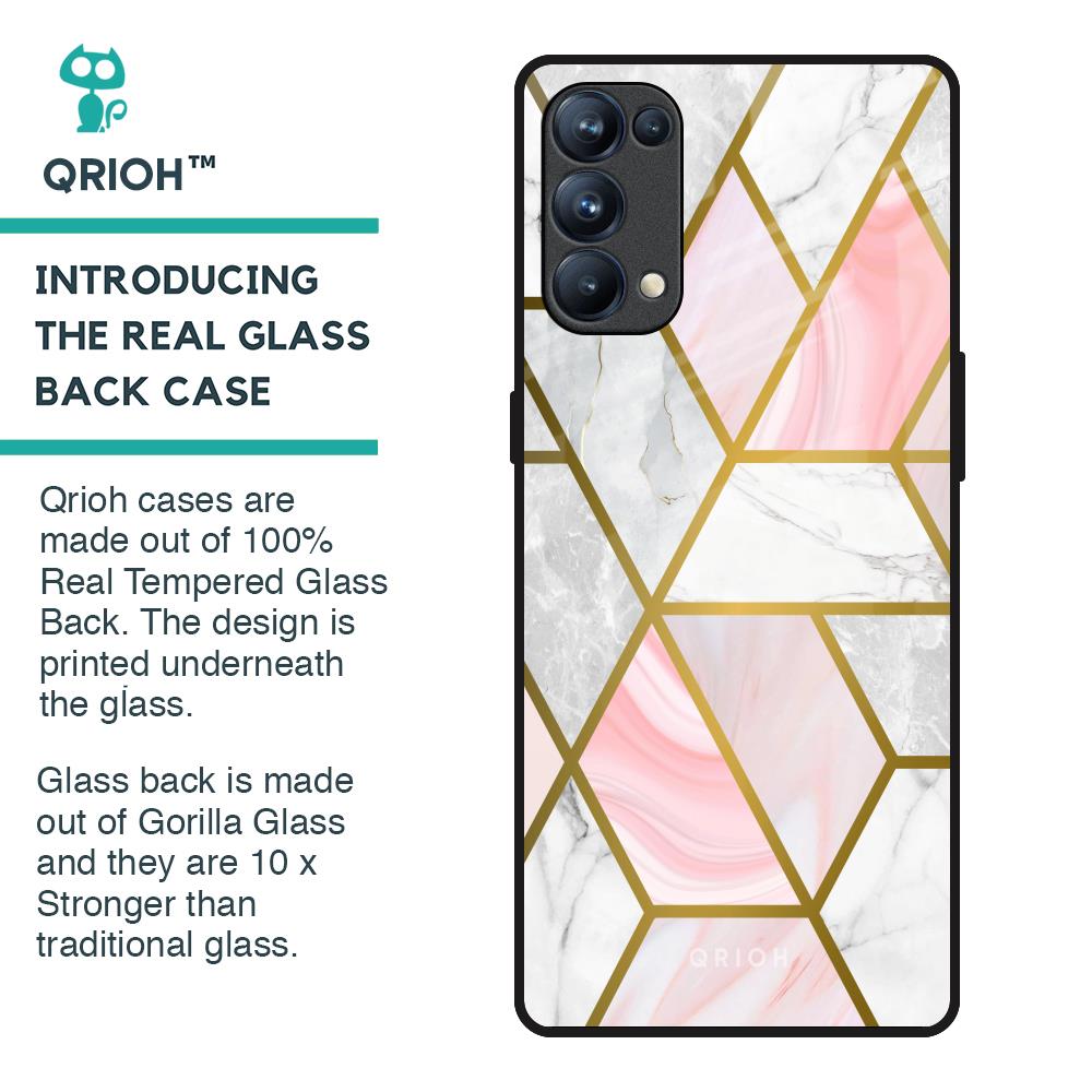 Geometrical Marble Glass Case for Oppo Reno5 Pro