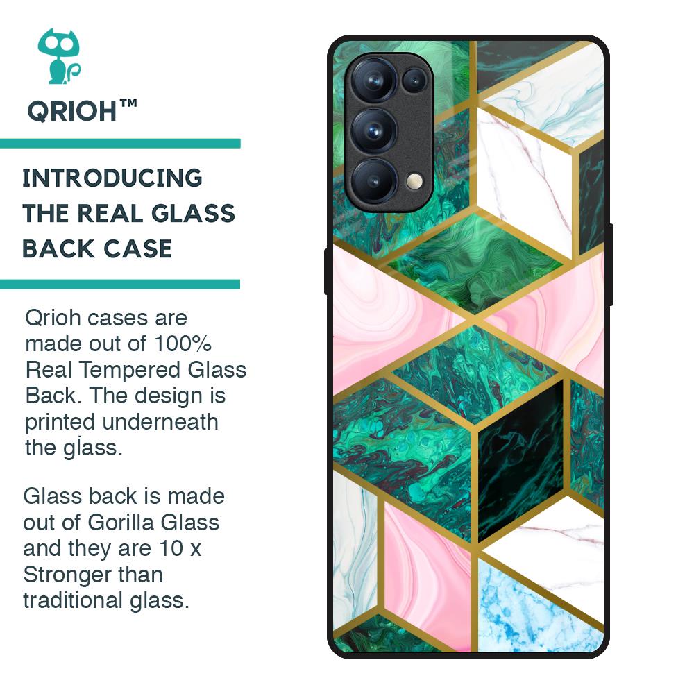 Seamless Green Marble Glass Case for Oppo Reno5 Pro